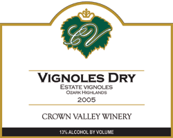 Crown Valley Winery 2005 Vignoles Dry, Estate (Ozark Highlands)